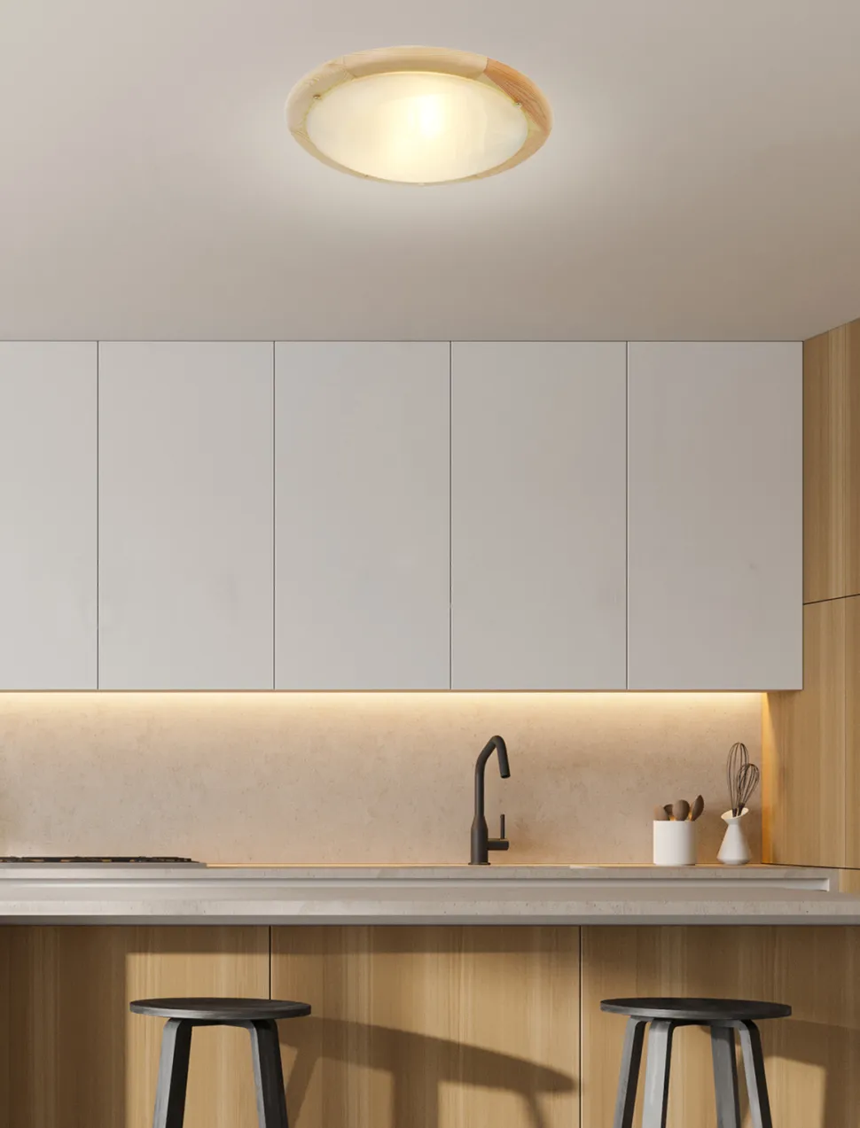 Plafon Bamboo 40 drewno standard 2x60 w E27 sosna