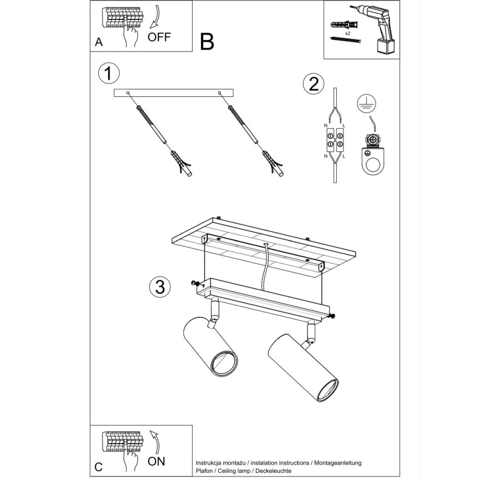 Plafon DIREZIONE 2 czarny
