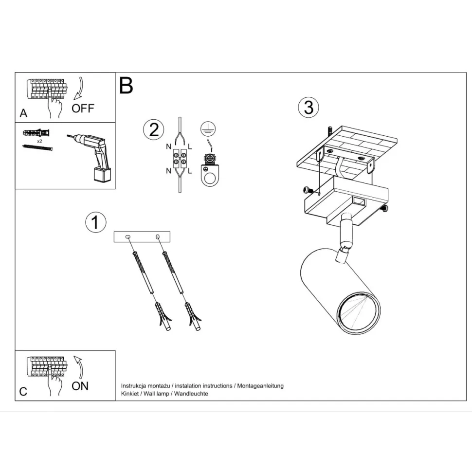 Plafon DIREZIONE 1 czarny