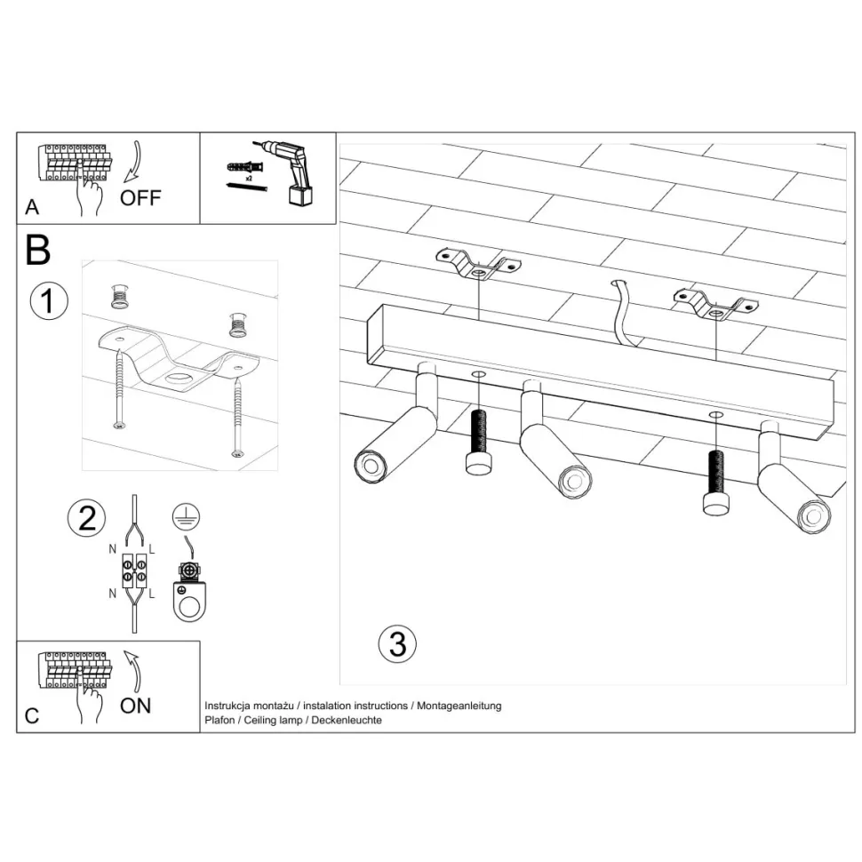 Plafon EYETECH 3 czarny