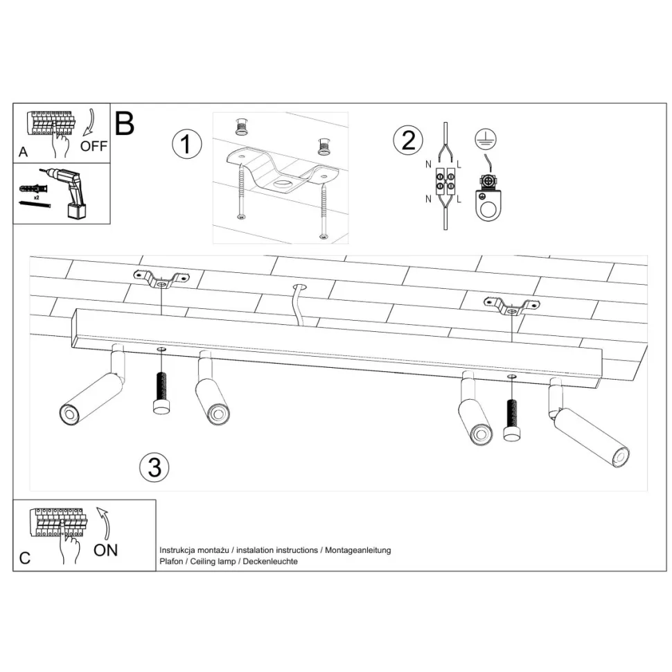 Plafon EYETECH 4 czarny