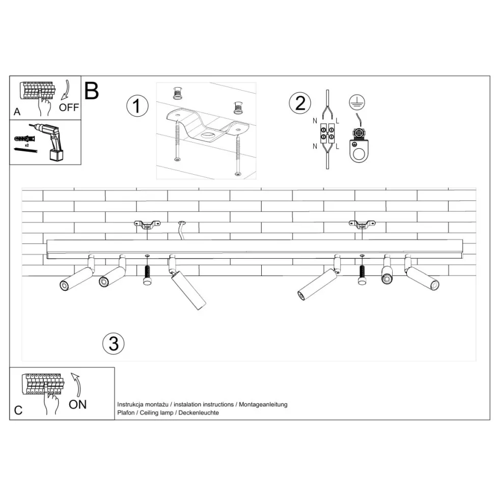 Plafon EYETECH 6 czarny