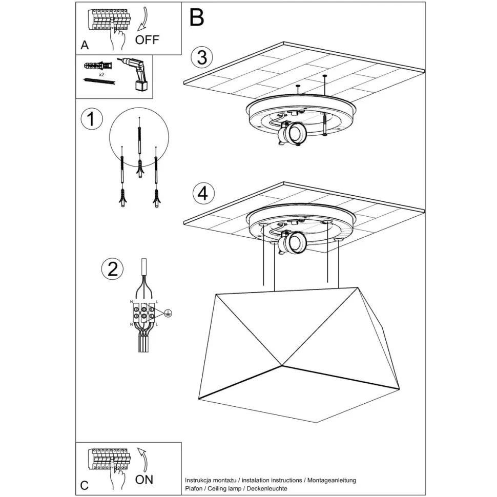 Plafon HEXA 25 czarny