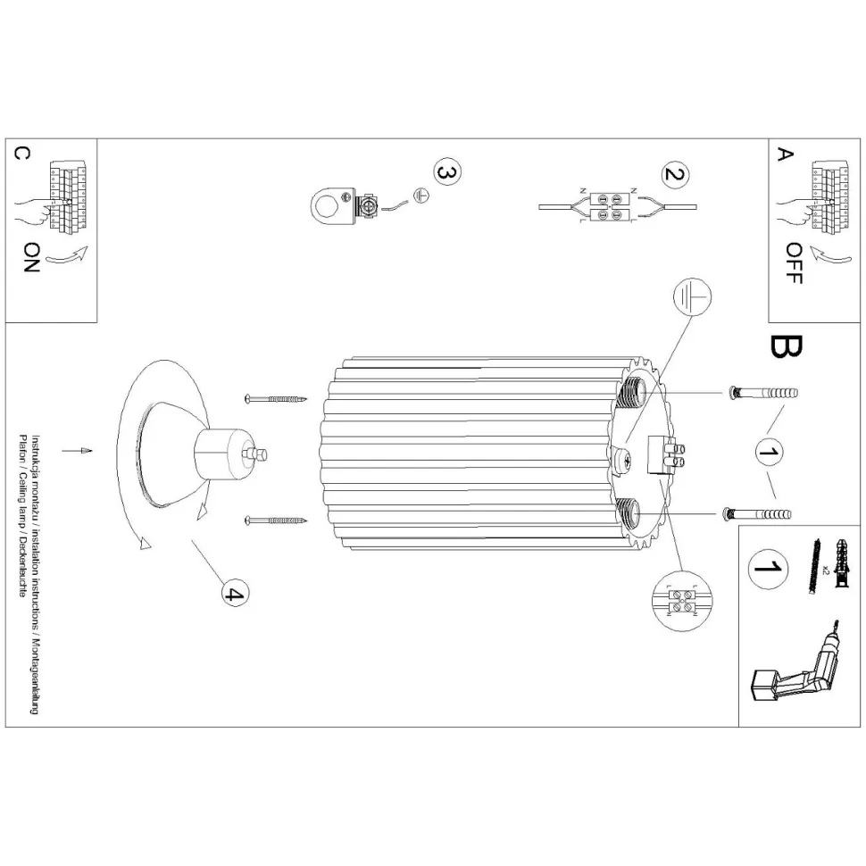 Plafon KARBON 10 czarny