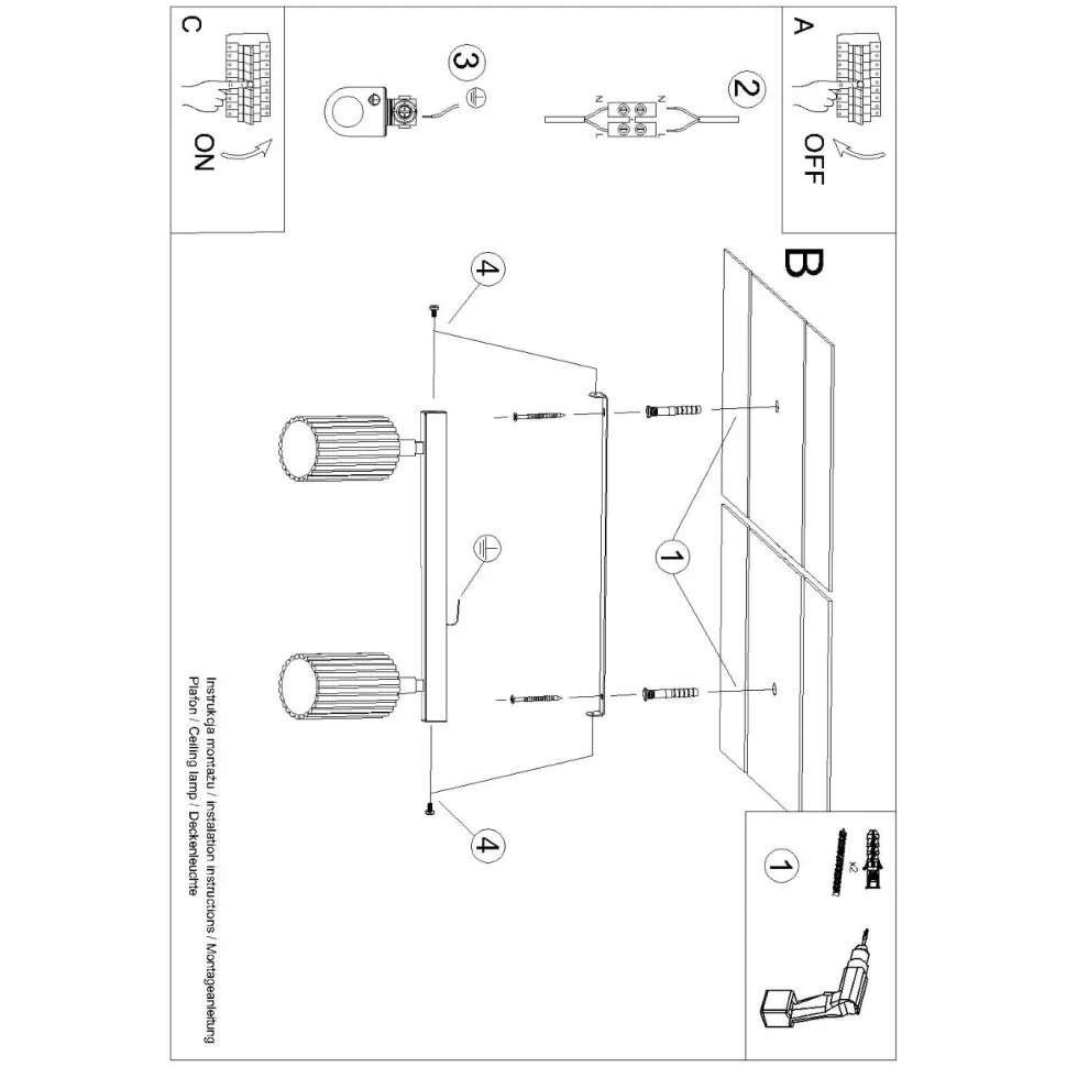 Plafon KARBON 2 zielony oliwkowy