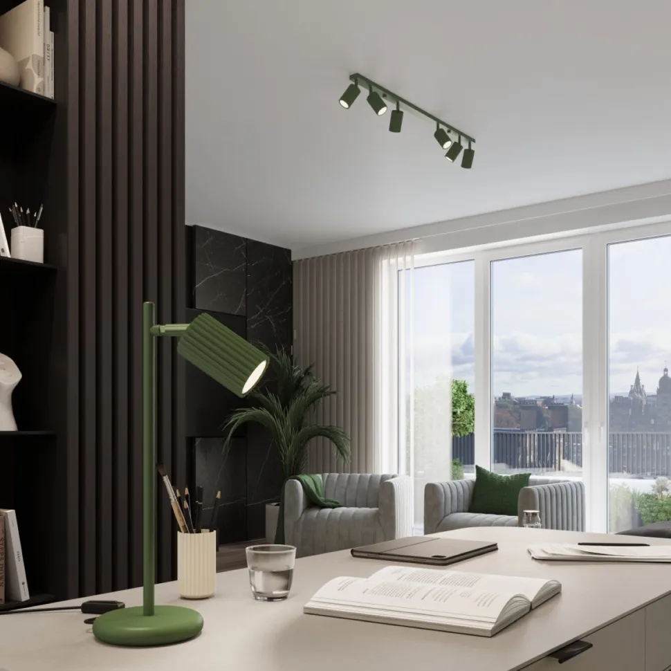 Plafon KARBON 6L zielony oliwkowy