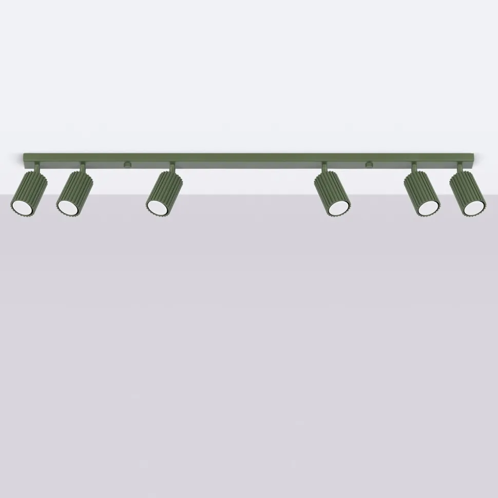 Plafon KARBON 6L zielony oliwkowy