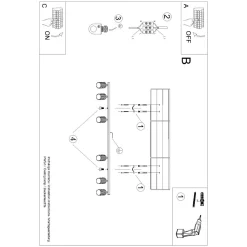 Plafon KARBON 6L złoty