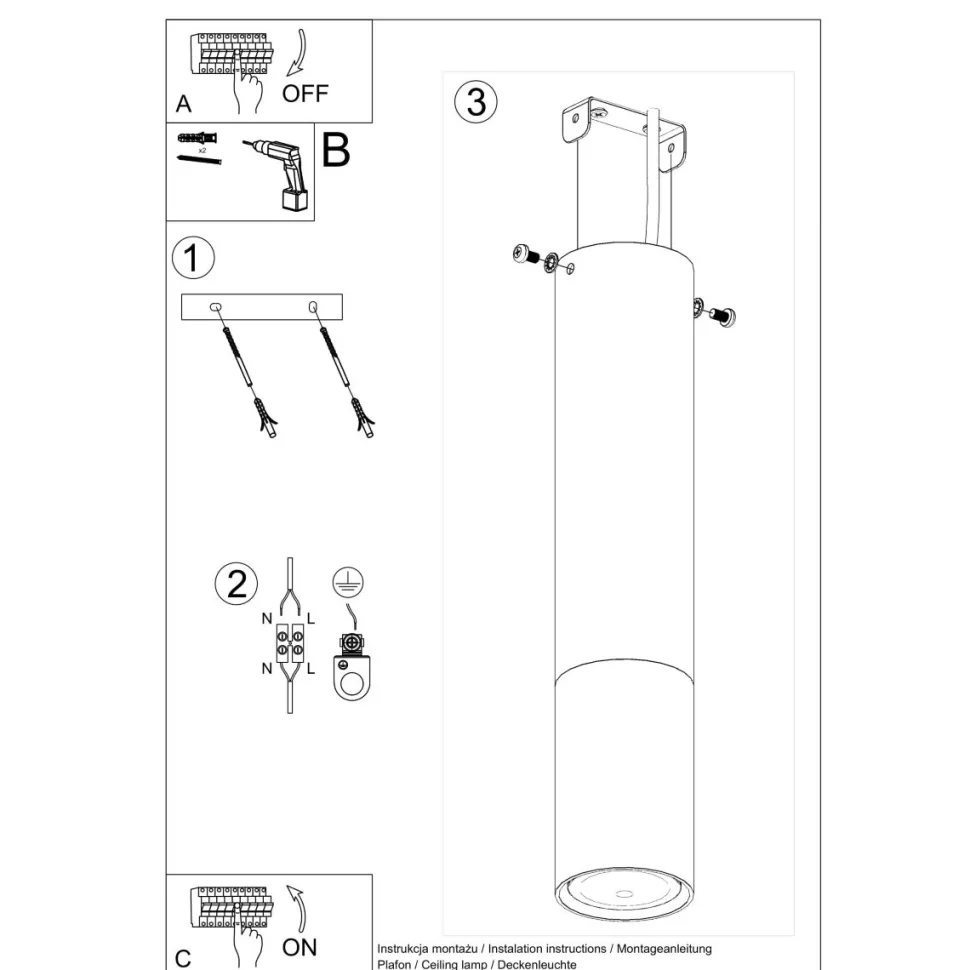 Plafon LOOPEZ czarny/chrom