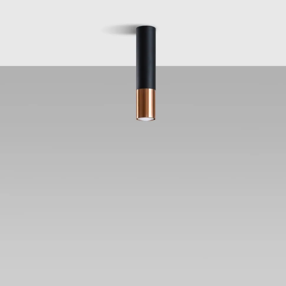 Plafon LOOPEZ czarny/miedź