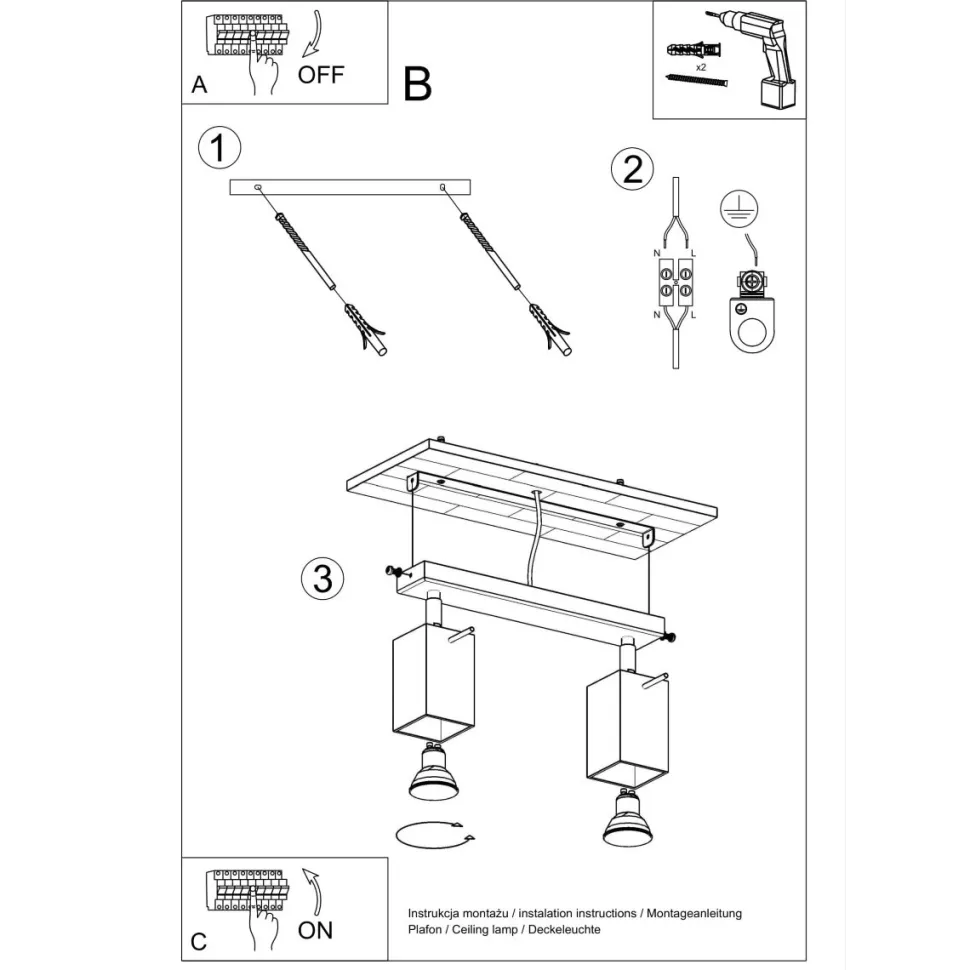 Plafon MERIDA 2 biały