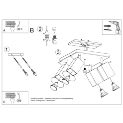 Plafon MERIDA 4 szary
