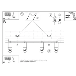 Plafon MERIDA 4L czarny