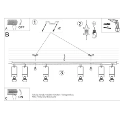 Plafon MERIDA 6L szary
