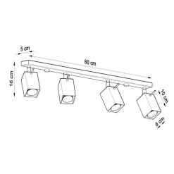 Plafon MERIDA 4L szary