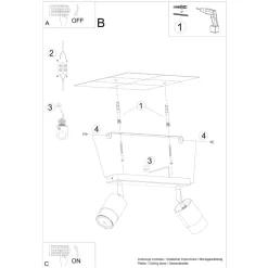 Plafon NERO 2 czarny/chrom