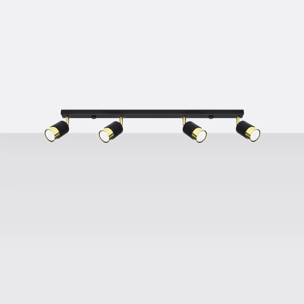 Plafon NERO 4 czarny/złoty