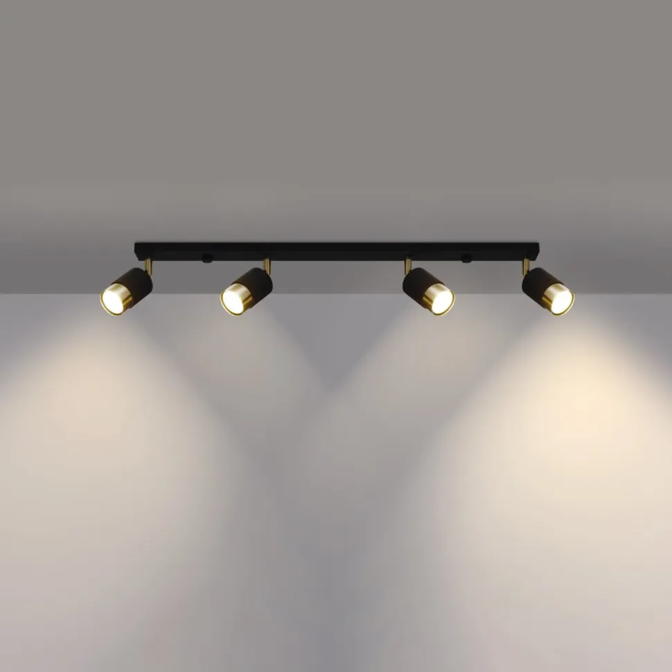 Plafon NERO 4 czarny/złoty