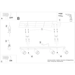 Plafon NERO 4 czarny/złoty