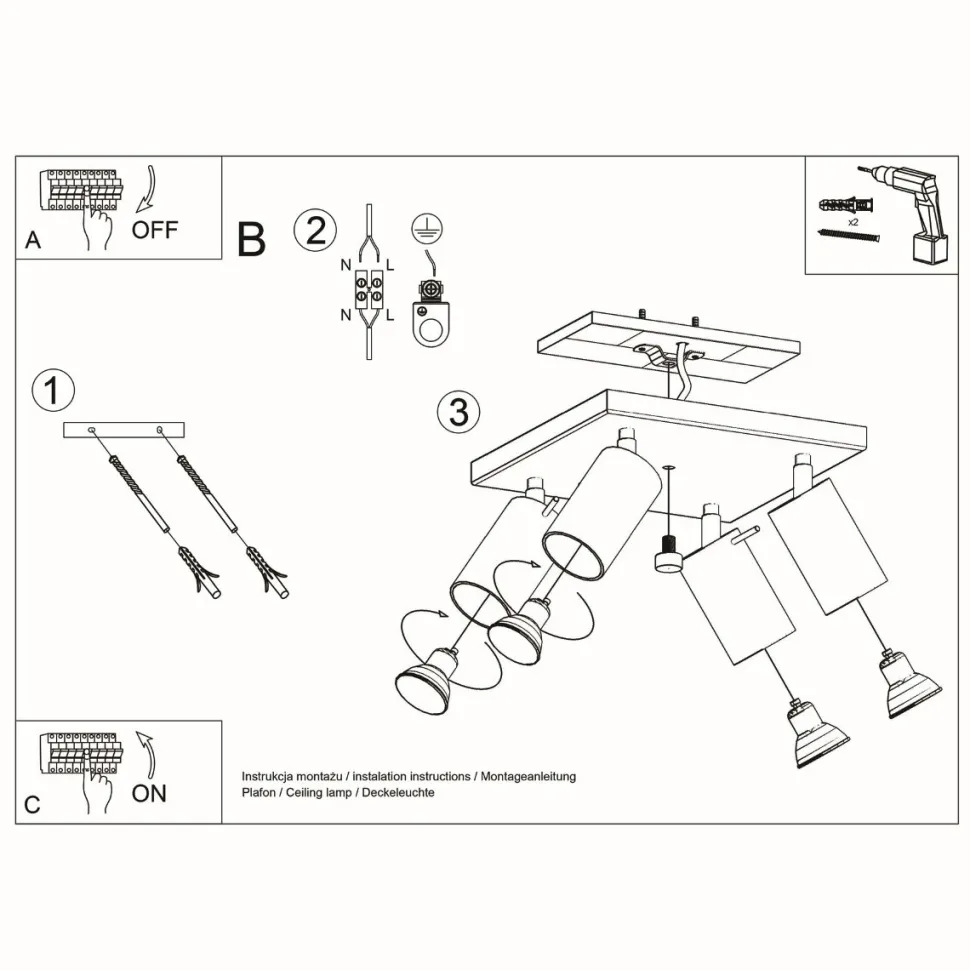 Plafon RING 4 biały