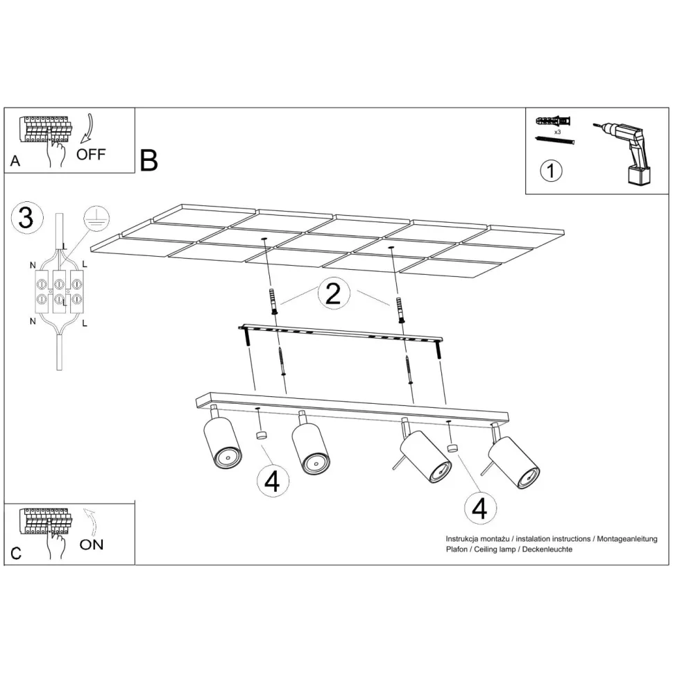 Plafon RING 4L zielony oliwkowy