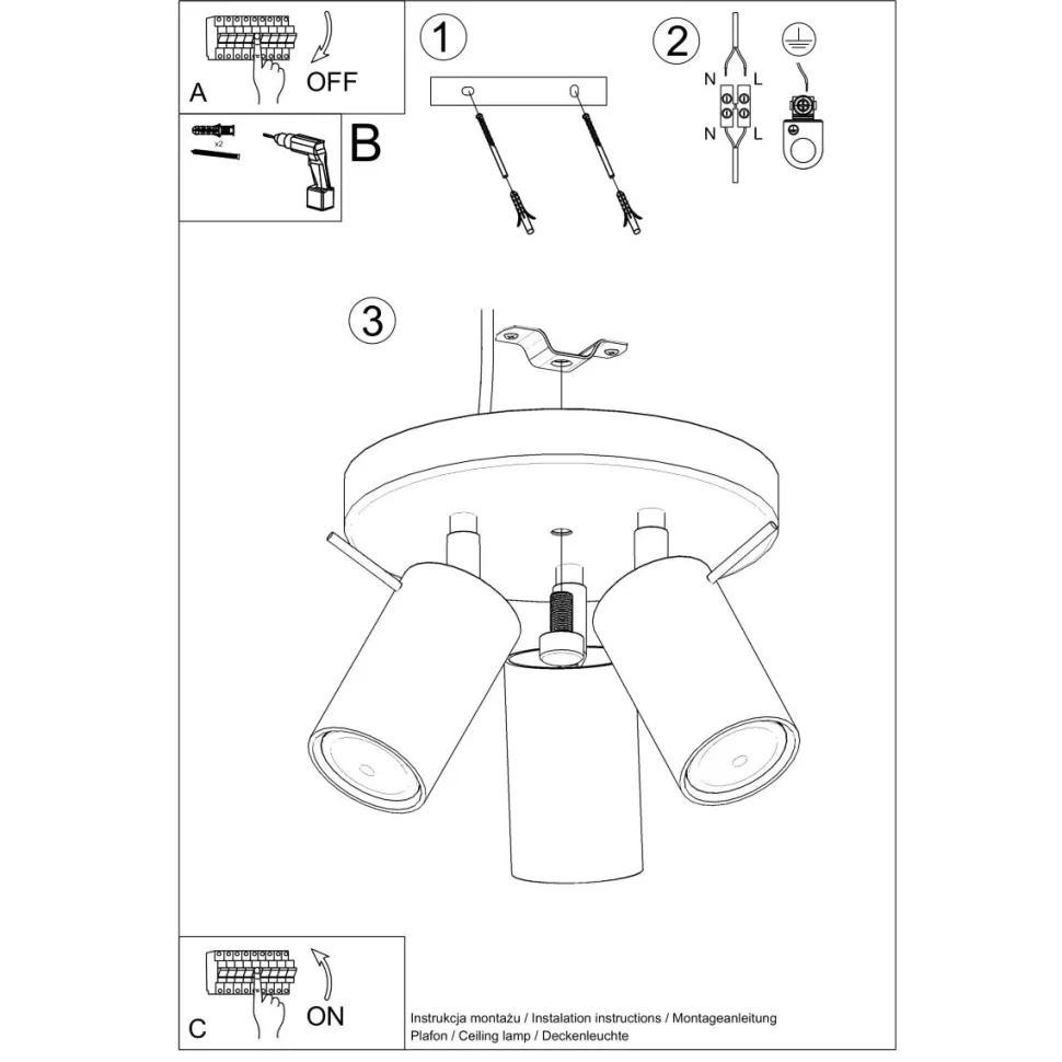 Plafon RING 3P biały