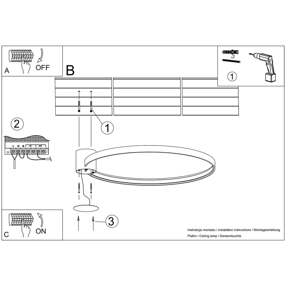 Plafon RIO 55 czarny LED 4000K