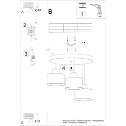 Plafon SAVAR 3 czarny