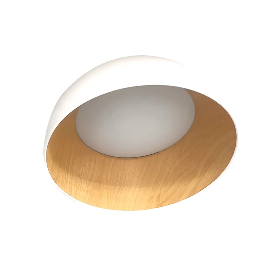 Plafon Trento biało-drewniany 18W LED 35 cm klosz biały