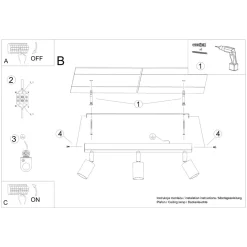 Plafon VERDO 3L czarny