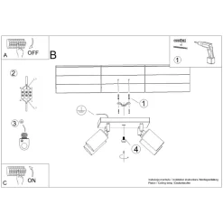 Plafon WINX 4 czarny/miedź