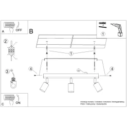 Plafon WINX 3 czarny/złoty
