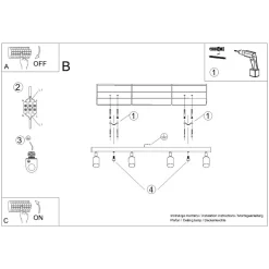 Plafon WINX 4L czarny/miedź