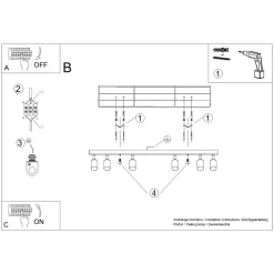 Plafon WINX 6L czarny/miedź