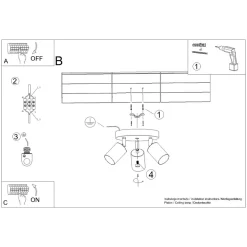 Plafon WINX 3P czarny/miedź