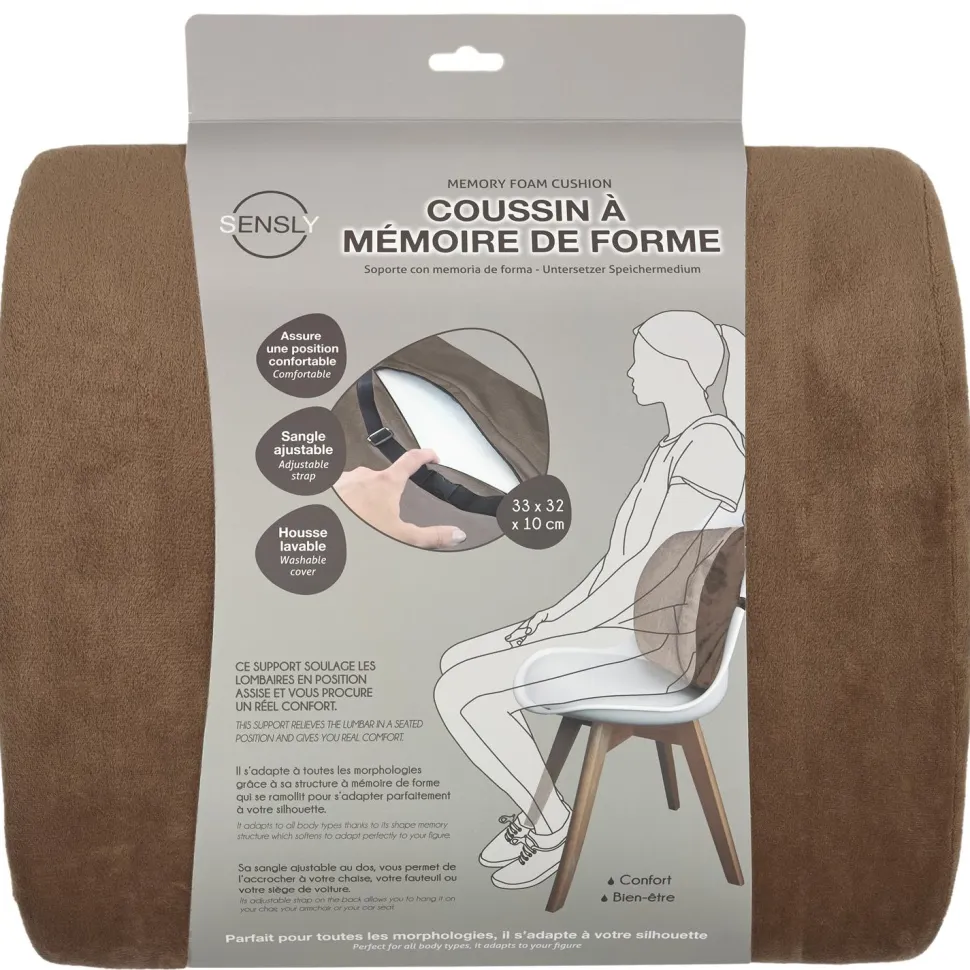 Poduszka ergonomiczna Sensly na oparcie krzesła brązowa