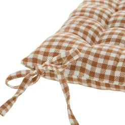 Poduszka na krzesło Vichy w kratę         brązowa