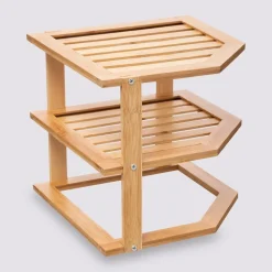 Podwójna półka bambusowa, narożna