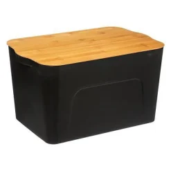 Pojemnik z bambusową pokrywą 24l czarny