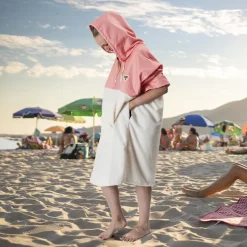 Ponczo Ainsa ręcznikowe różowe