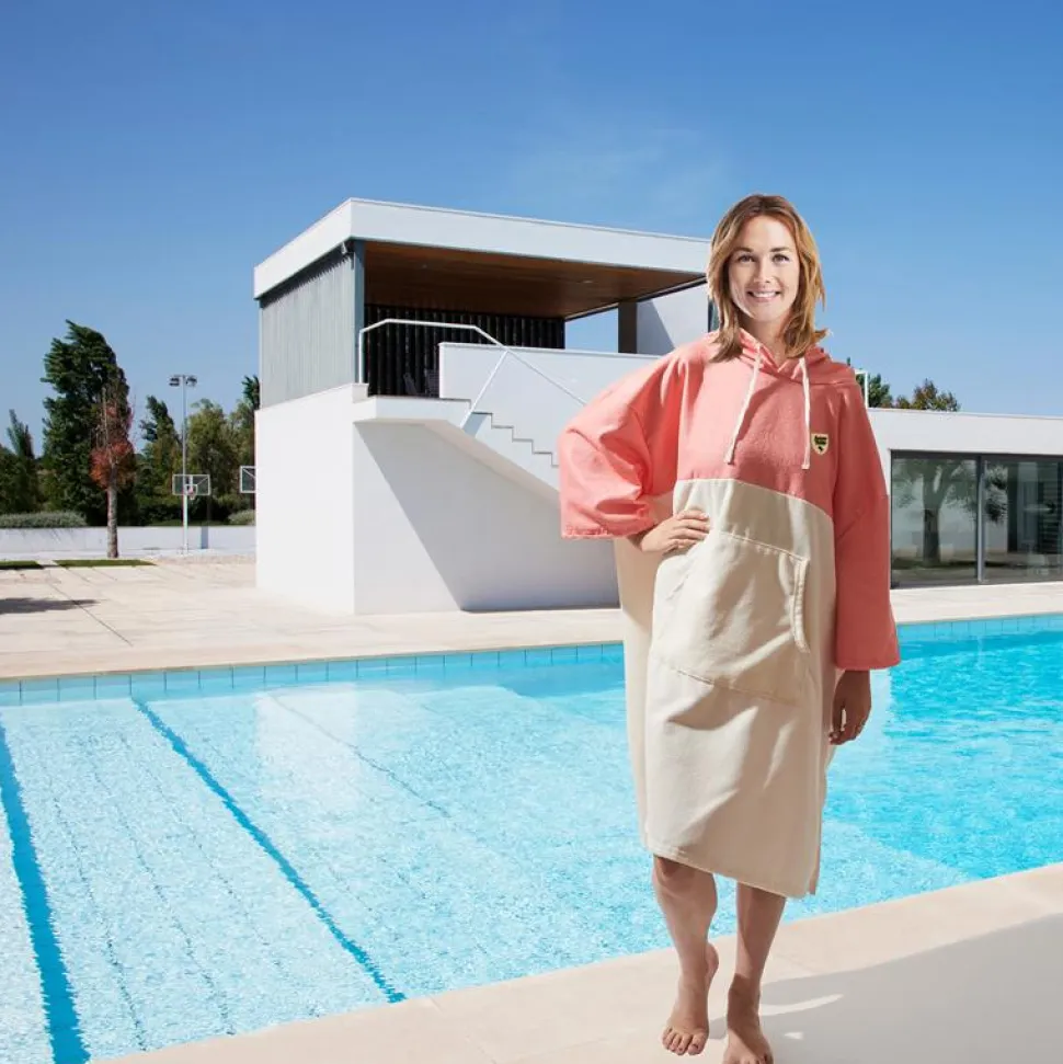 Ponczo Ainsa ręcznikowe różowe