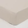 Prześcieradło z dopasowaną gumką 160  x 190 cm bawełna kość słoniowa