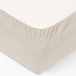Prześcieradło z dopasowaną gumką 160  x 190 cm bawełna kość słoniowa