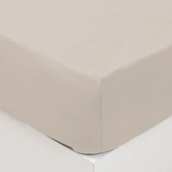 Prześcieradło z dopasowaną gumką 140 x 190 cm bawełna kość słoniowa