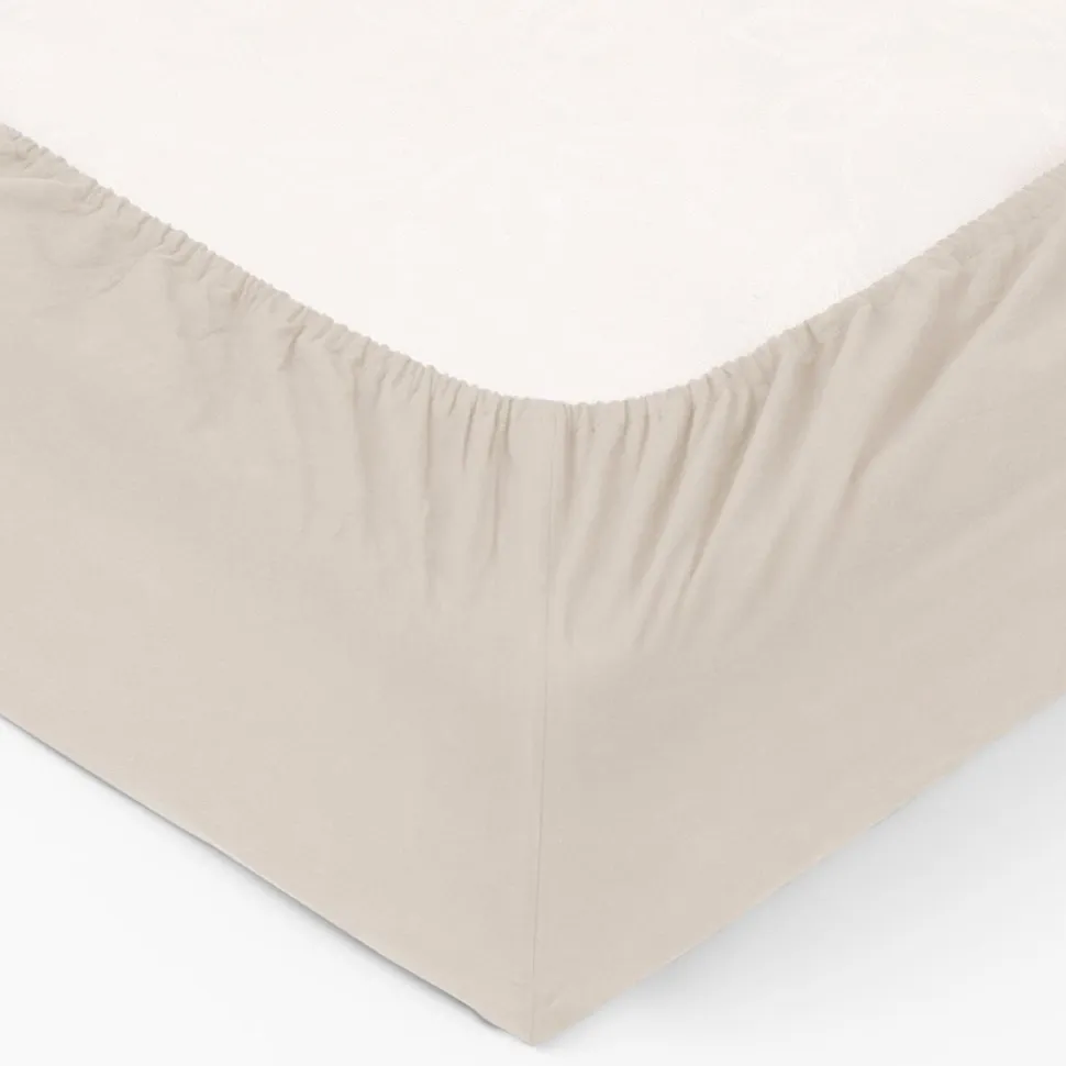 Prześcieradło z dopasowaną gumką 140 x 190 cm bawełna kość słoniowa