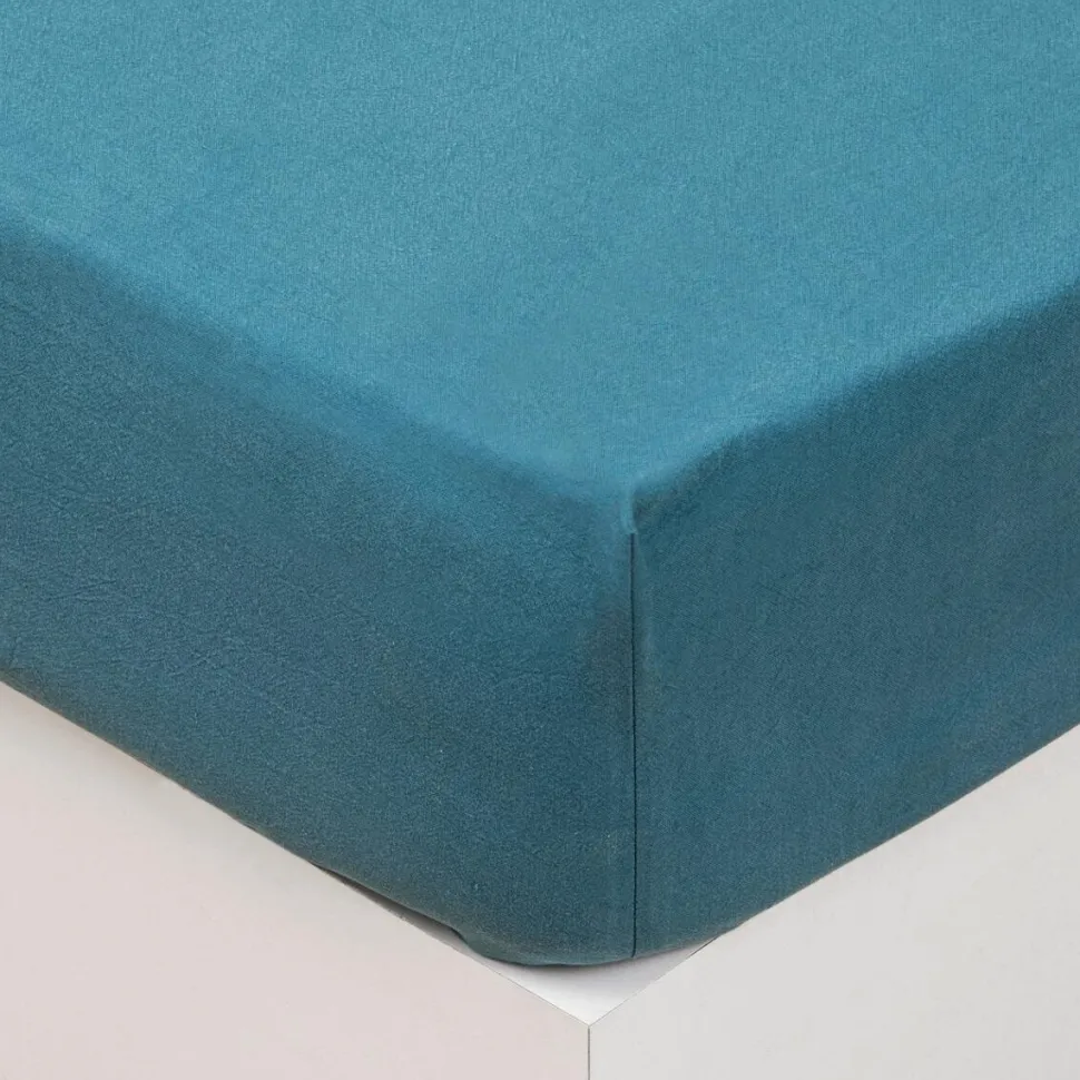 Prześcieradło z dopasowaną gumką 140 x 190 cm bawełna turkusowe