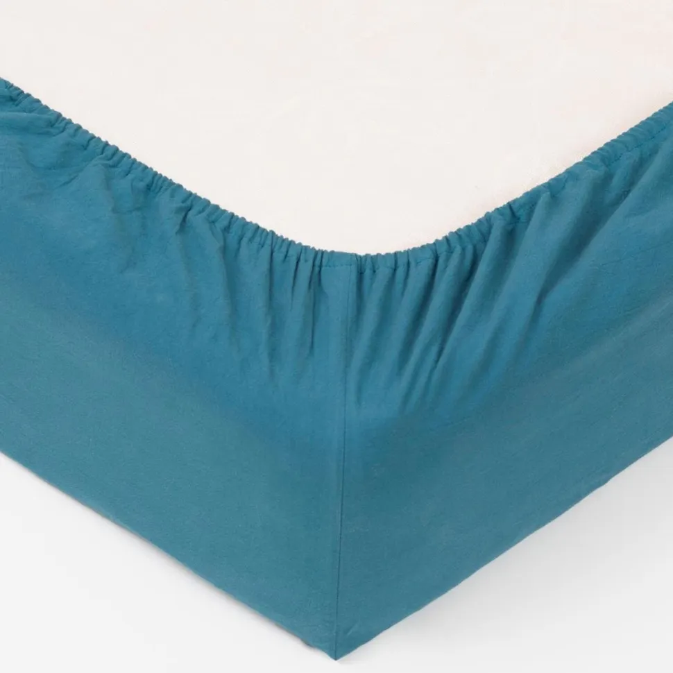 Prześcieradło z dopasowaną gumką 140 x 190 cm bawełna turkusowe