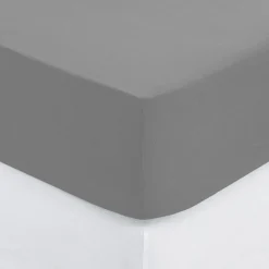 Prześcieradło z gumką 160 x 200 cm z zakładką 30 cm bawełna szare