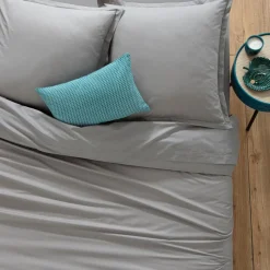 Prześcieradło z gumką 160 x 200 cm  z zakładką 30 cm bawełna szare