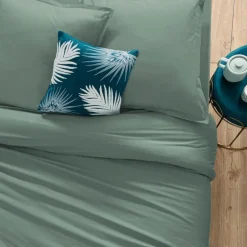Prześcieradło z gumką 160 x 200 cm  z zakładką 30 cm bawełna zielone